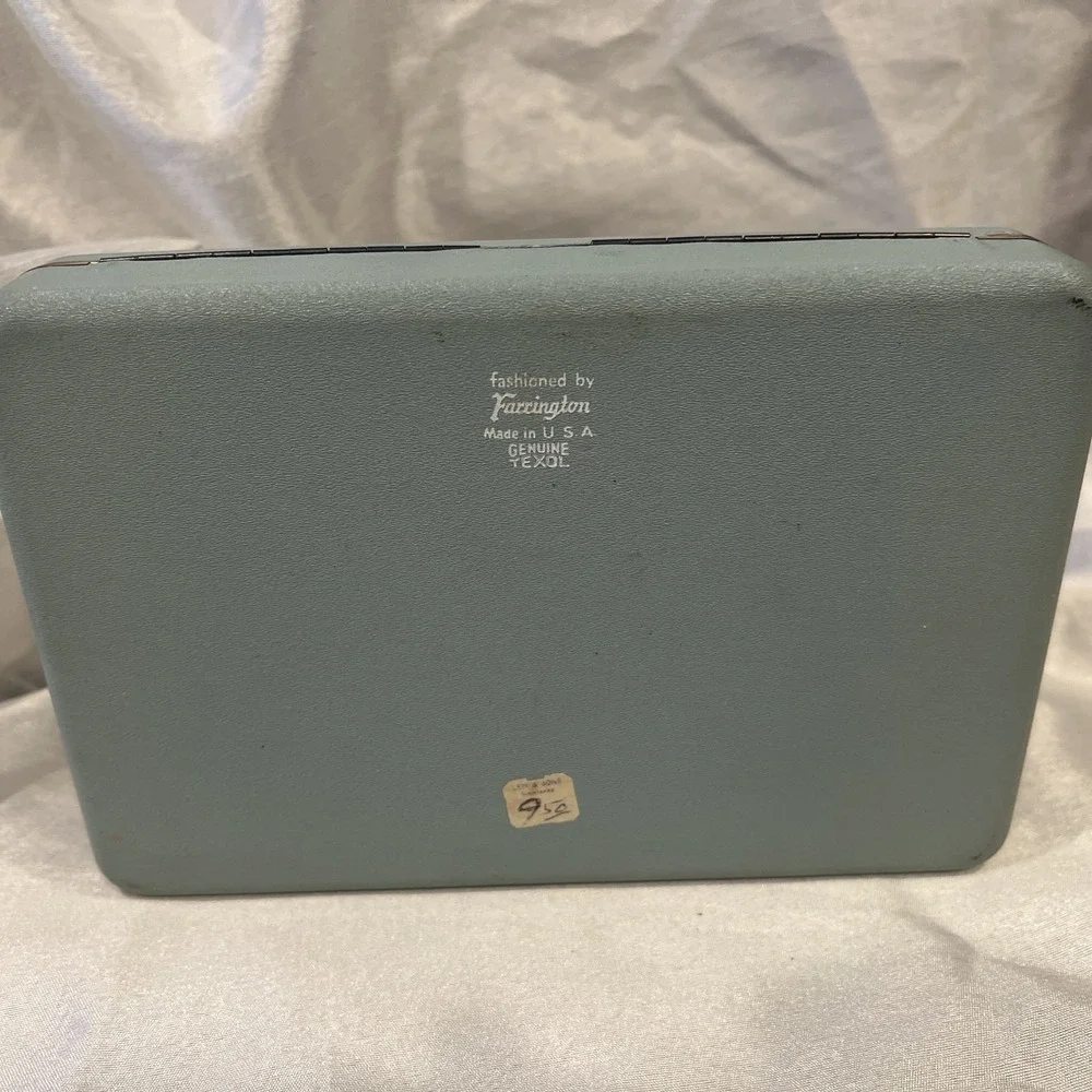 Farrington Vintage Clamshell Jewelry Case 60s‎ Travel USA Classic Blue 8.5